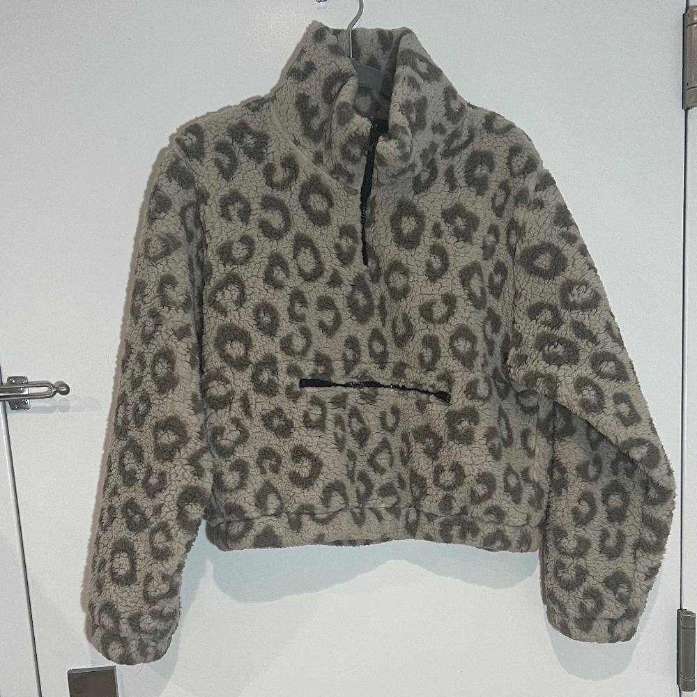 AQUA Leopard Print Sherpa Fleece Jacket